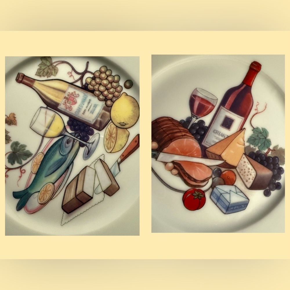 2 Limoges Porcelain BOTTICELLI DESIGN Salad Dessert Wine Cheese decorative Plate